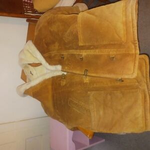 Vintage Shearling Coat with Tan Suede